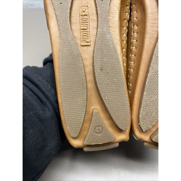 PIKOLINOS Jerez Loafer Brandy Saddle Leather Flats Womens 41 Floral Laser Cut - Picture 8 of 11